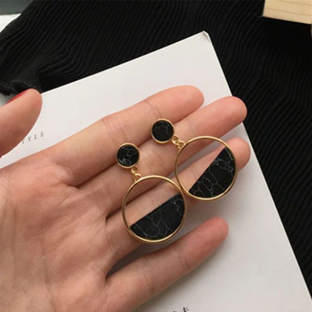 4 for $25 Geometric Natural Black Marble Earrings